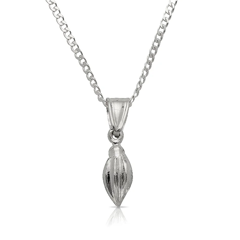 women's winter necklaces-Cocoa Pod Pendant Necklace .925 Sterling Silver