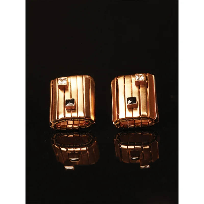 women's teardrop earrings-Suhani Pittie Empyreal Grid Gold Ribbon Wrapped Stud Earrings