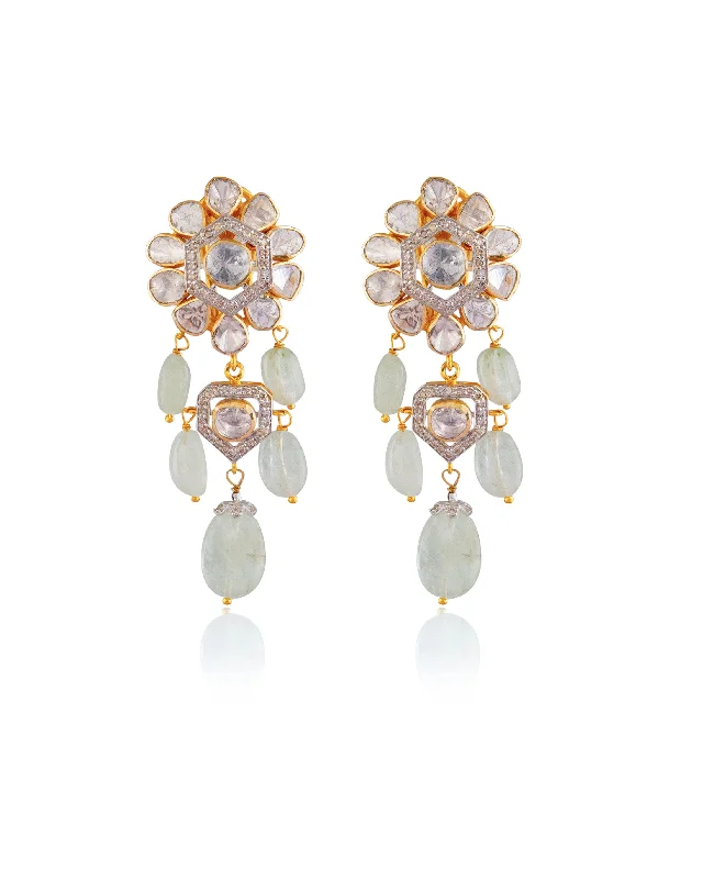 women's fashion earrings-Sheetal Polki And Diamond Long Earrings