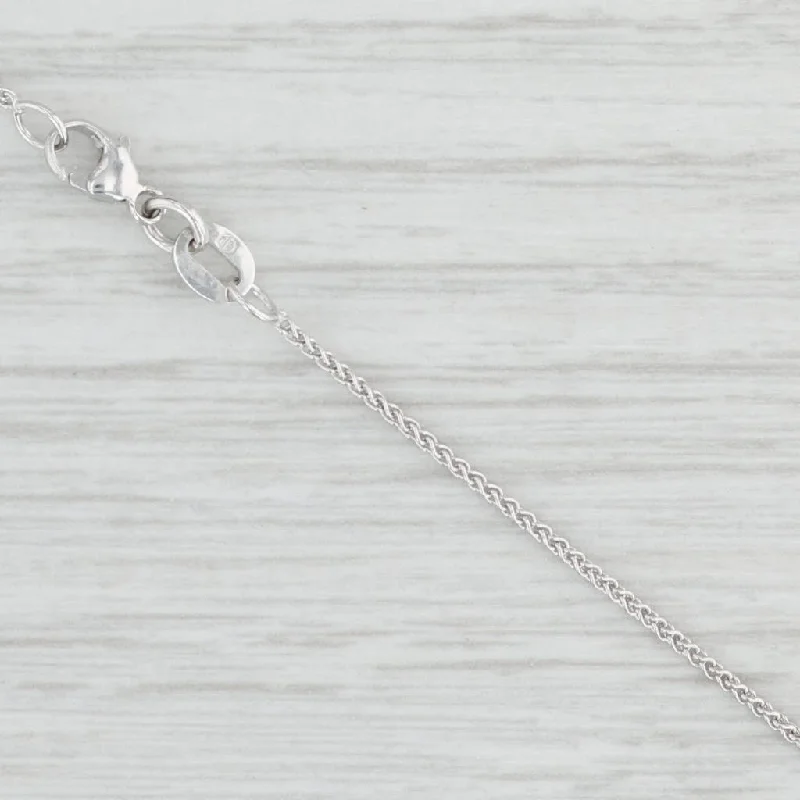 women's sleek and modern necklaces-New Spiga Wheat Chain Necklace 14k White Gold 16" 0.9mm Lobster Clasp