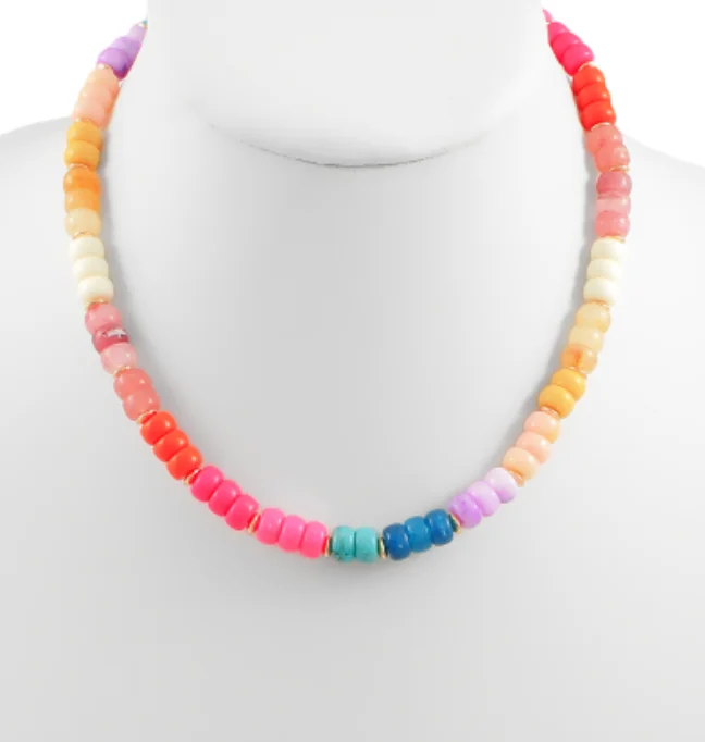 women's layering necklaces-Multi Color Beaded Necklace