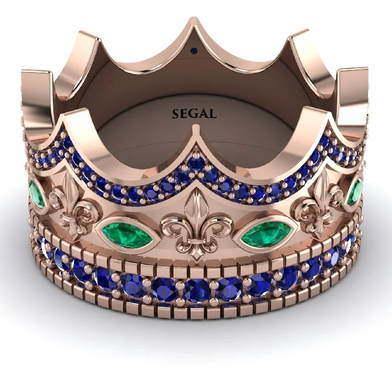 women's lucky charm rings-Royal Sapphire Crown Ring For Men - Harold No. 65