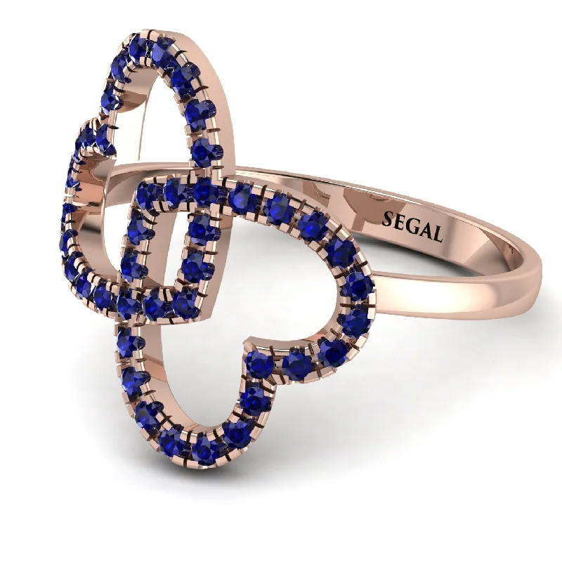 women's wishbone rings-Two Hearts Sapphire Ring - Selena No. 74