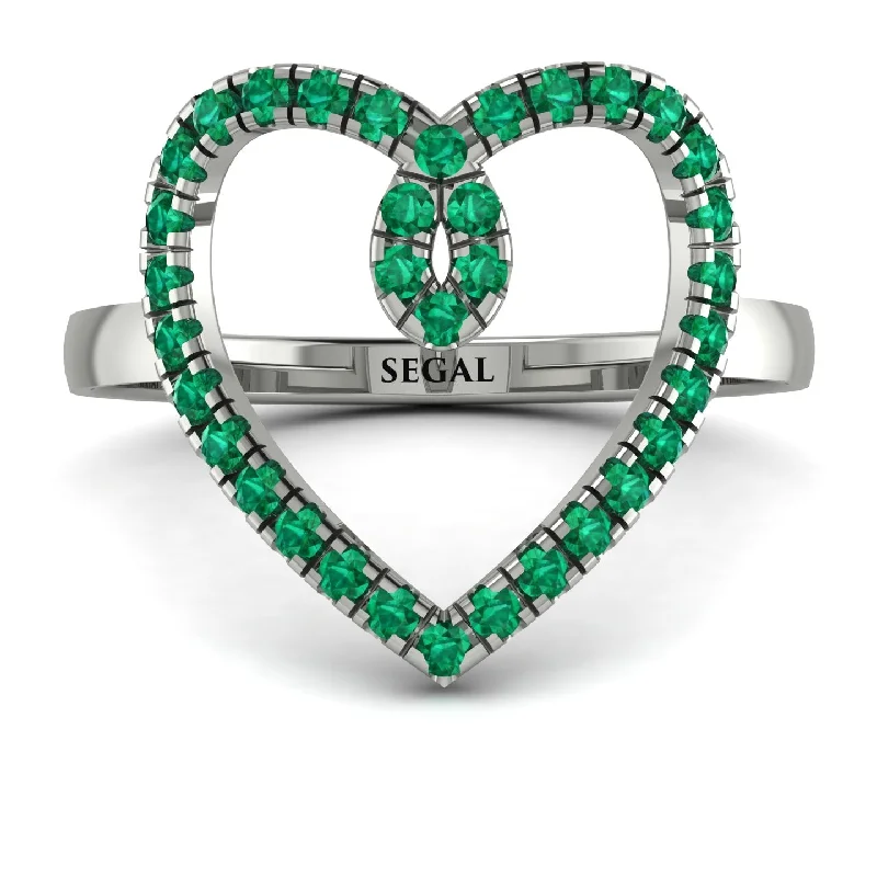 women's halo rings-Big Heart Emerald Ring - Ada No. 6