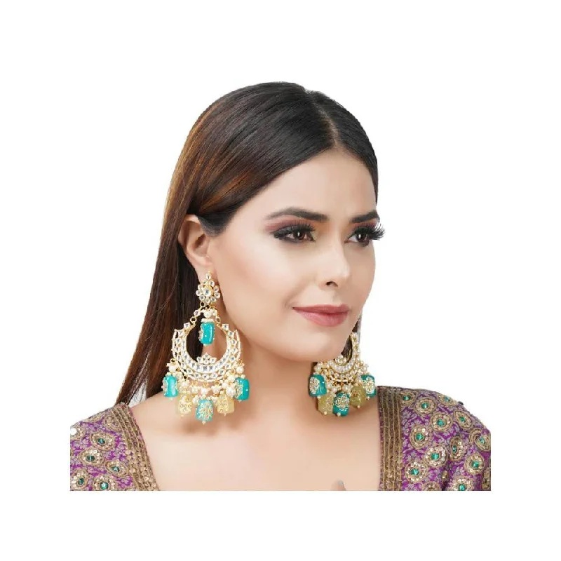 women's snake earrings-Auraa Trends 22Kt Gold Plated Kundan Classic Multi-Color Earring Set