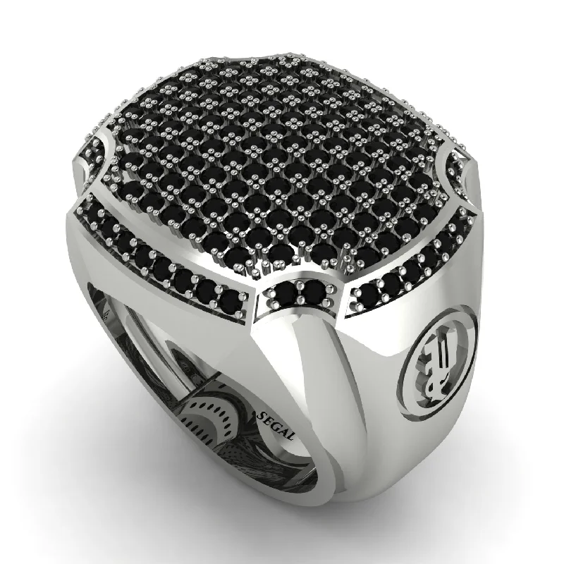 women's dainty rings-Black Diamond Men Signet Ring - Carl No. 12