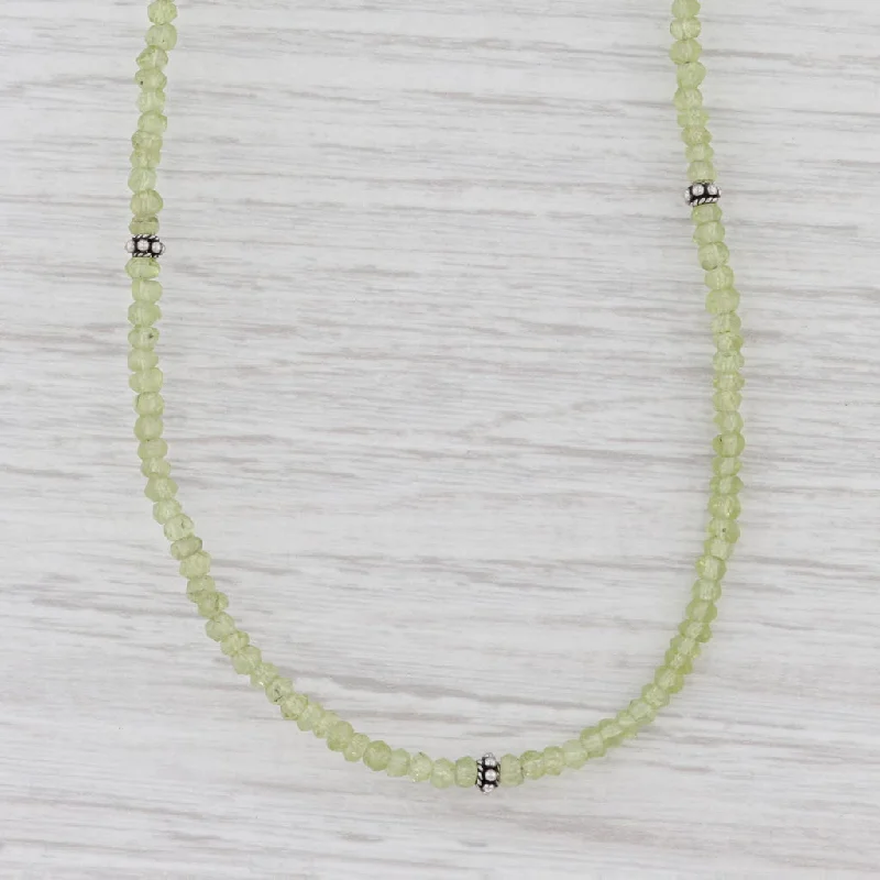 women's minimalist gold necklaces-New Nina Nguyen Harmony Bead Necklace Peridot Sterling Silver 32-36.5" Long