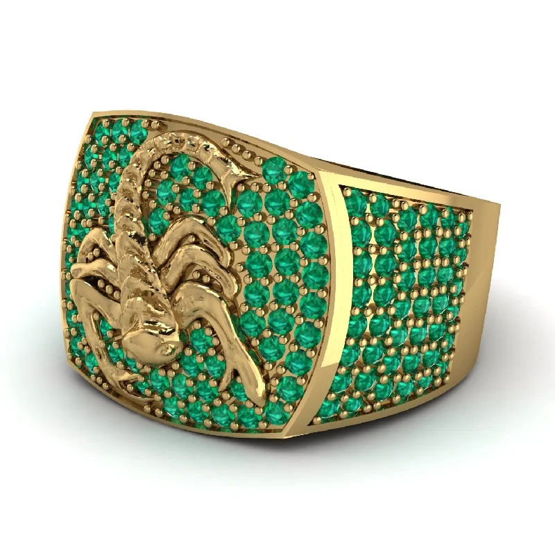 women's heart rings-Scorpion Men Emerald Signet Ring - Sean No. 4