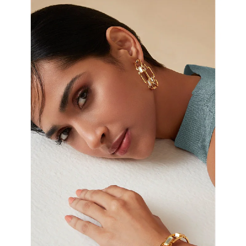 women's stud earrings-Isharya Connect Hoop Earrings In 18KT Gold Plated