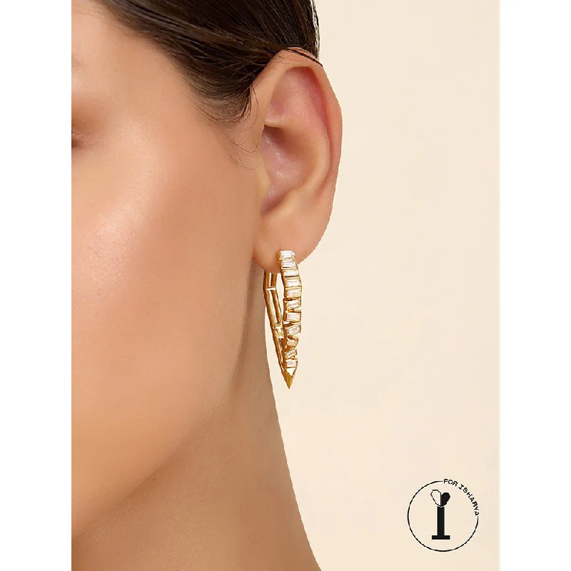 women's teardrop earrings-Isharya Gold Spiked Hoops In 18Kt Gold Plated