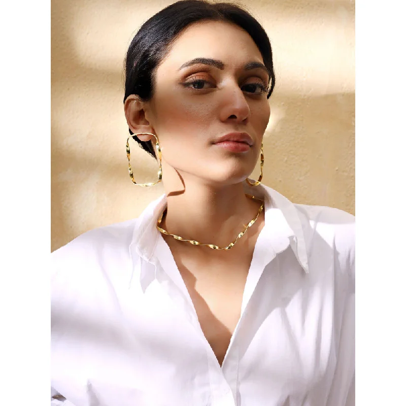 women's gold earrings-VARNIKA ARORA Brazen Golden Earrings