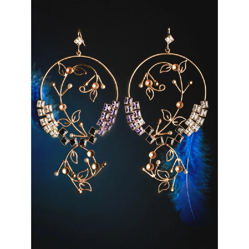 women's art-inspired earrings-Suhani Pittie Mystic Gold Plated Foliage Vine Hoop Earrings