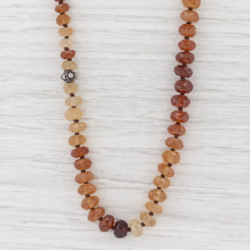 women's water-resistant necklaces-New Nina Nguyen Garnet Bead Heirloom Necklace Sterling Silver 39.5-43.5" Long