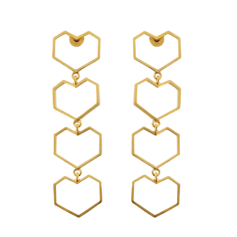 women's minimalist earrings-VARNIKA ARORA Rung- 22K Gold Plated Heart Dangler Earrings