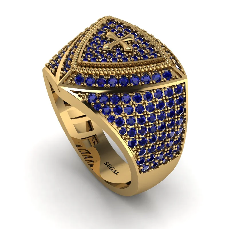 women's tribal rings-Sapphire Men Signet Ring - Roger No. 37