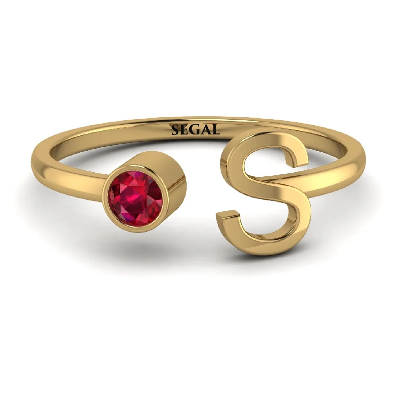 women's nature-inspired rings-Personalized Open Ruby Ring - Finley No. 10