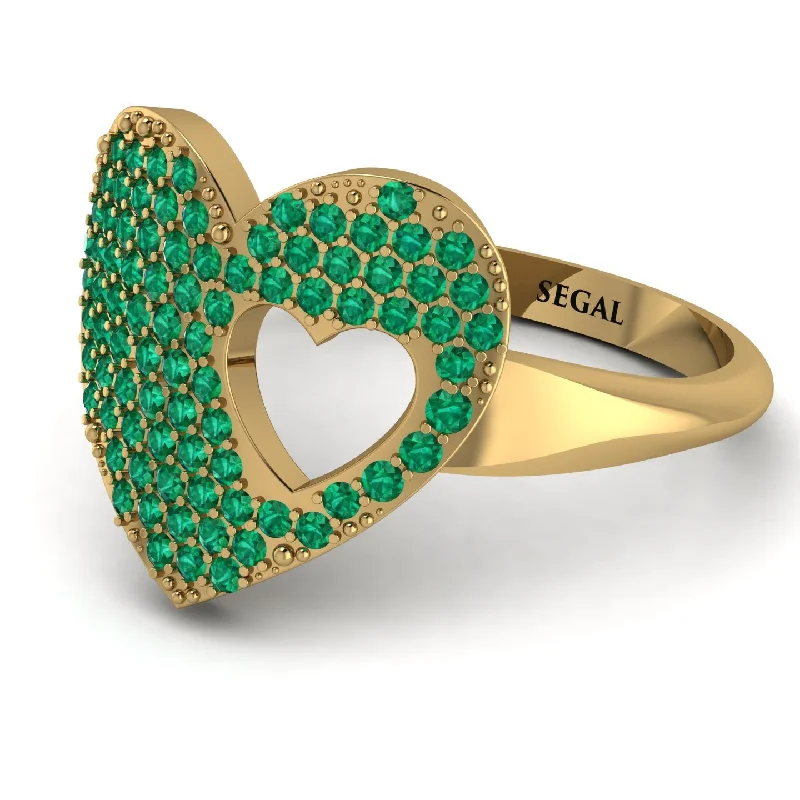 women's statement fashion rings-Emerald Heart With Missing Piece - Camille No. 4