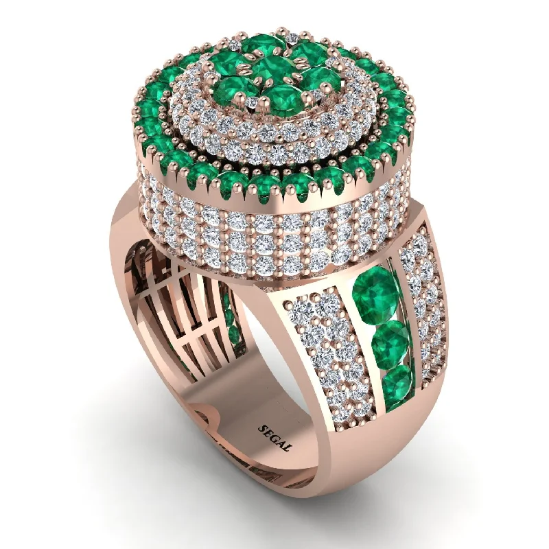 women's celestial rings-Round Emerald Mens Luxury Ring - Chris No. 5