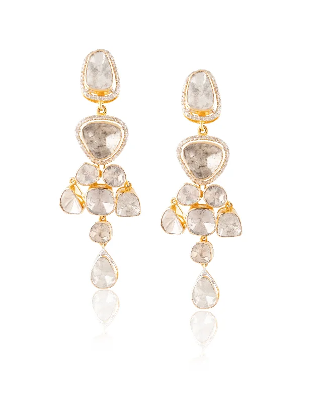 women's healing crystal earrings-Sonali Bendre - Lorissa Polki And Diamond Long Earrings