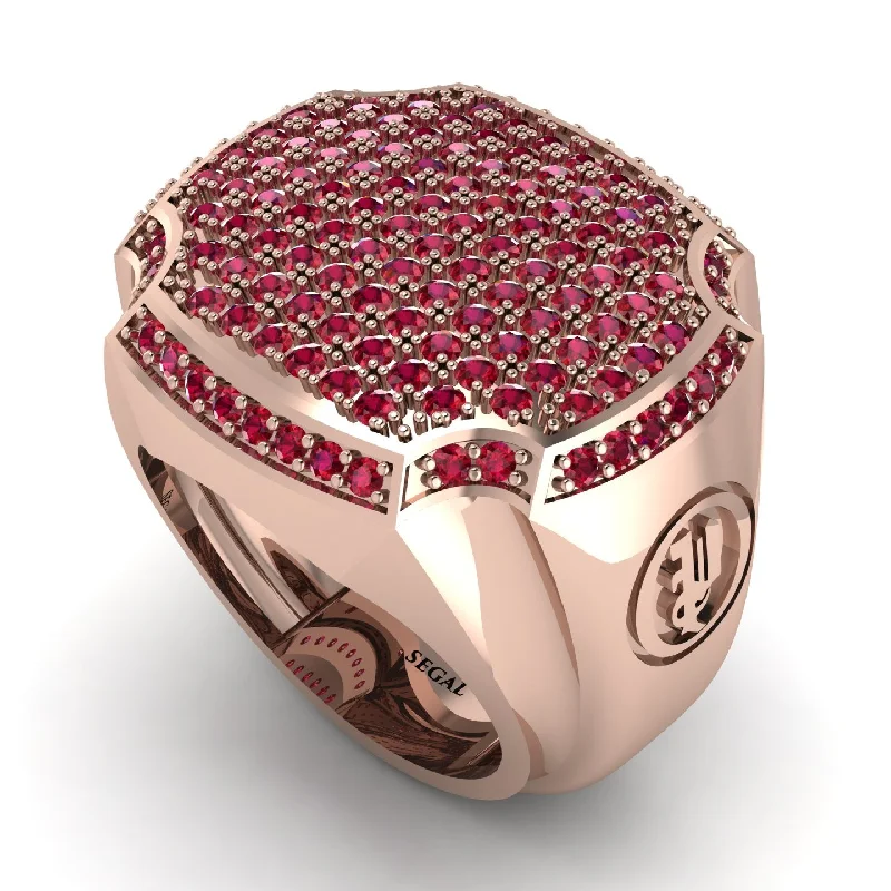 women's tribal rings-Ruby Men Signet Ring - Carl No. 14