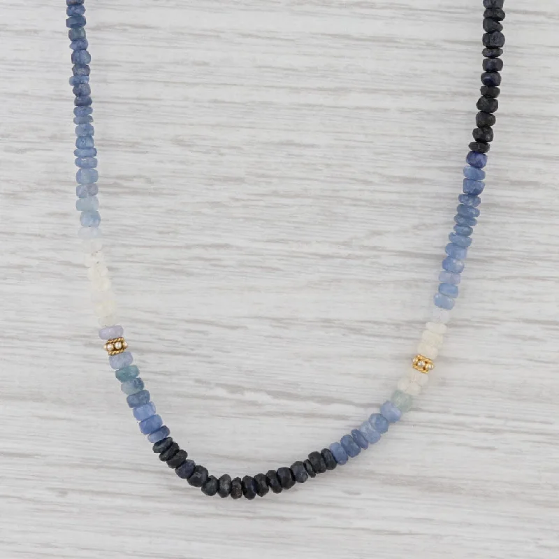 women's minimalist gold necklaces-New Nina Nguyen Sapphire Bead Necklace Sterling Gold Vermeil 32-36.5" Adjustable