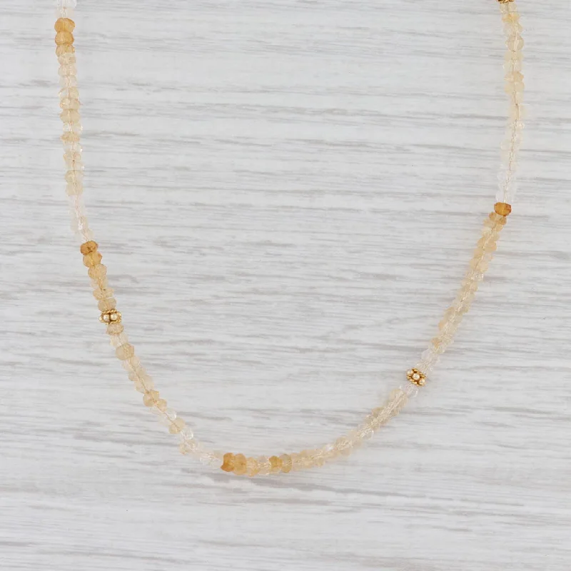 women's hypoallergenic necklaces-New Nina Nguyen Harmony Necklace Citrine Bead Long Sterling Gold Vermeil Layer