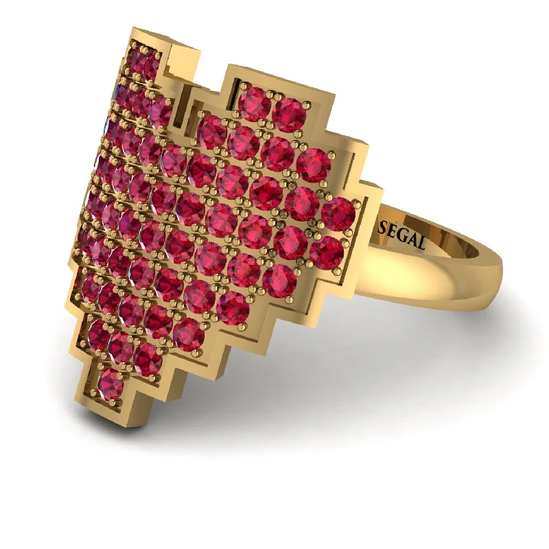 women's sleek and modern rings-Full Heart Ruby Ring - Zara No. 10