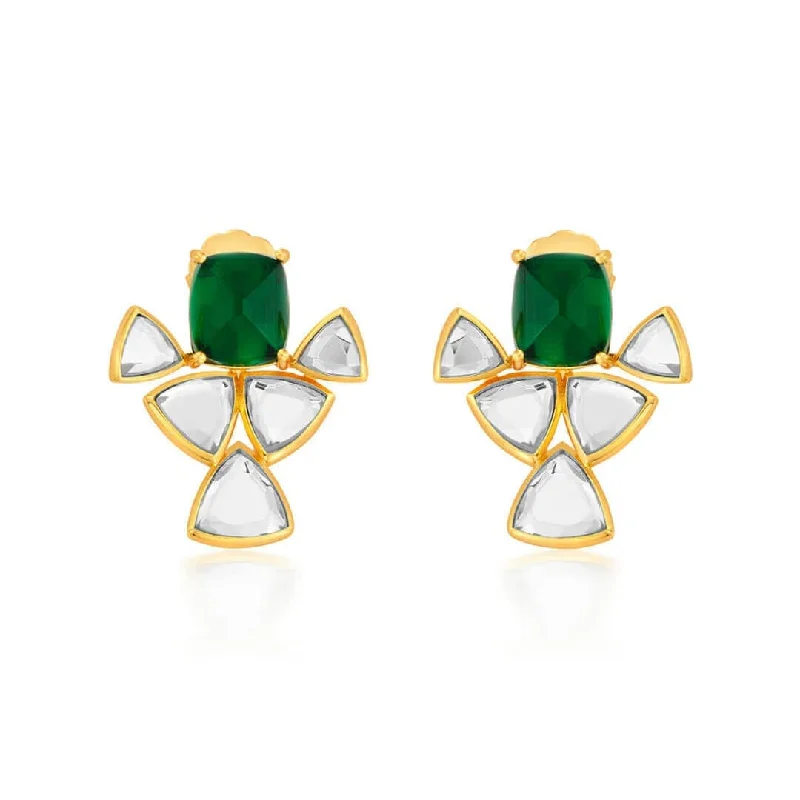 women's chic earrings-Shiza Mirror & Hydro Emerald Geometric Earrings