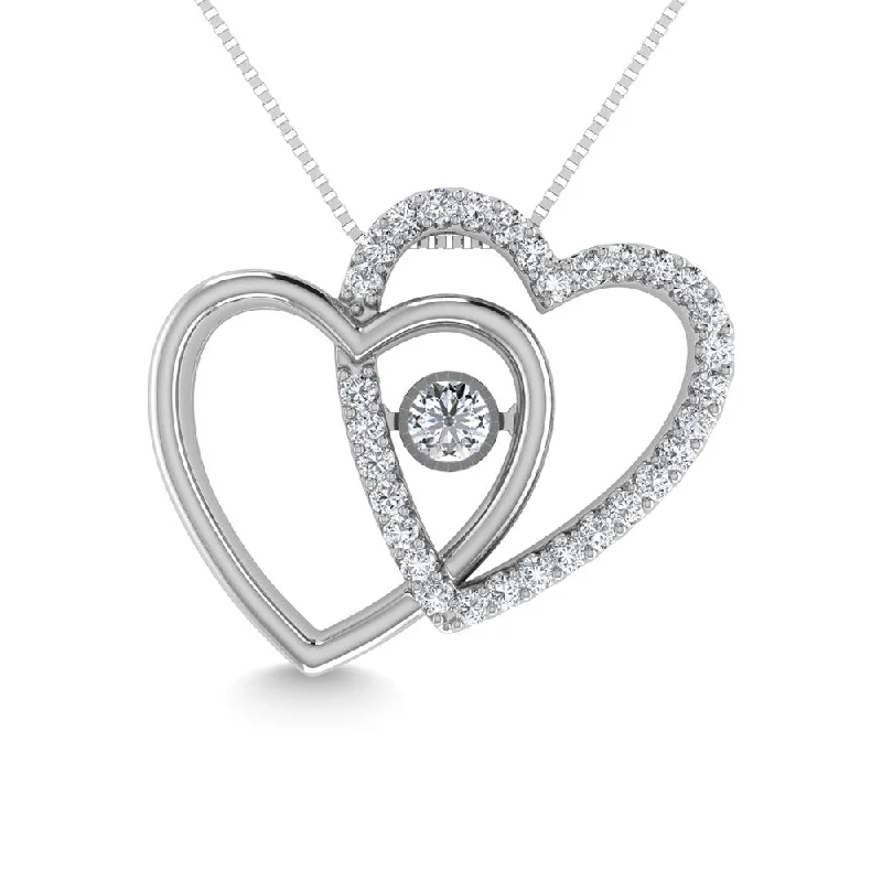 women's two-tone necklaces-Diamond 1/5 Ct.Tw. Fashion Necklace in 10K White Gold