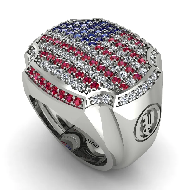 women's handcrafted rings-American Flag Men Signet Ring - Carl No. 6