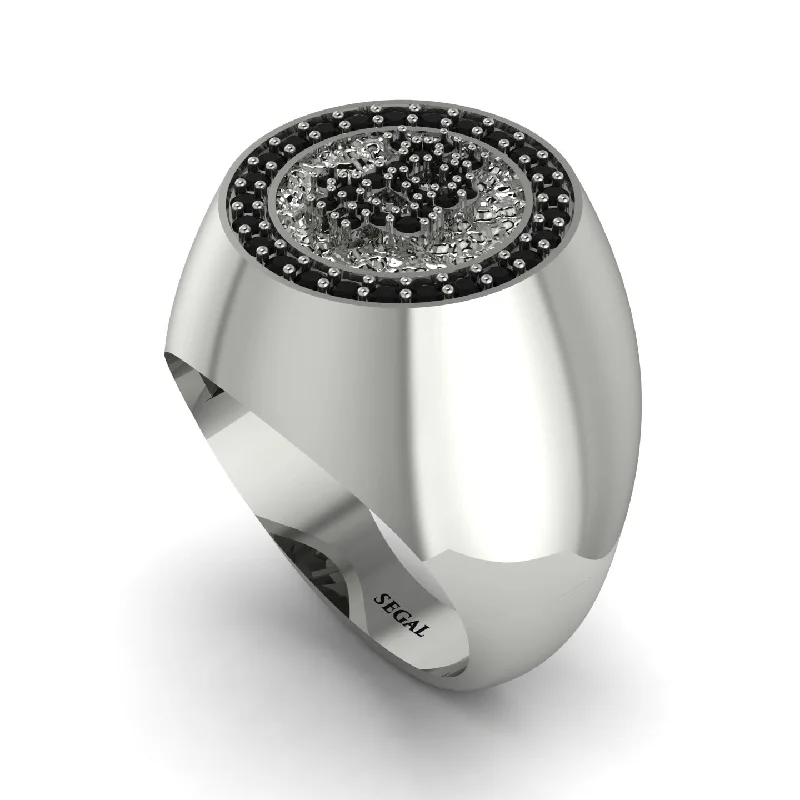 women's bold statement rings-Glamorous Black Diamond Bitcoin Ring - Dominic No. 27