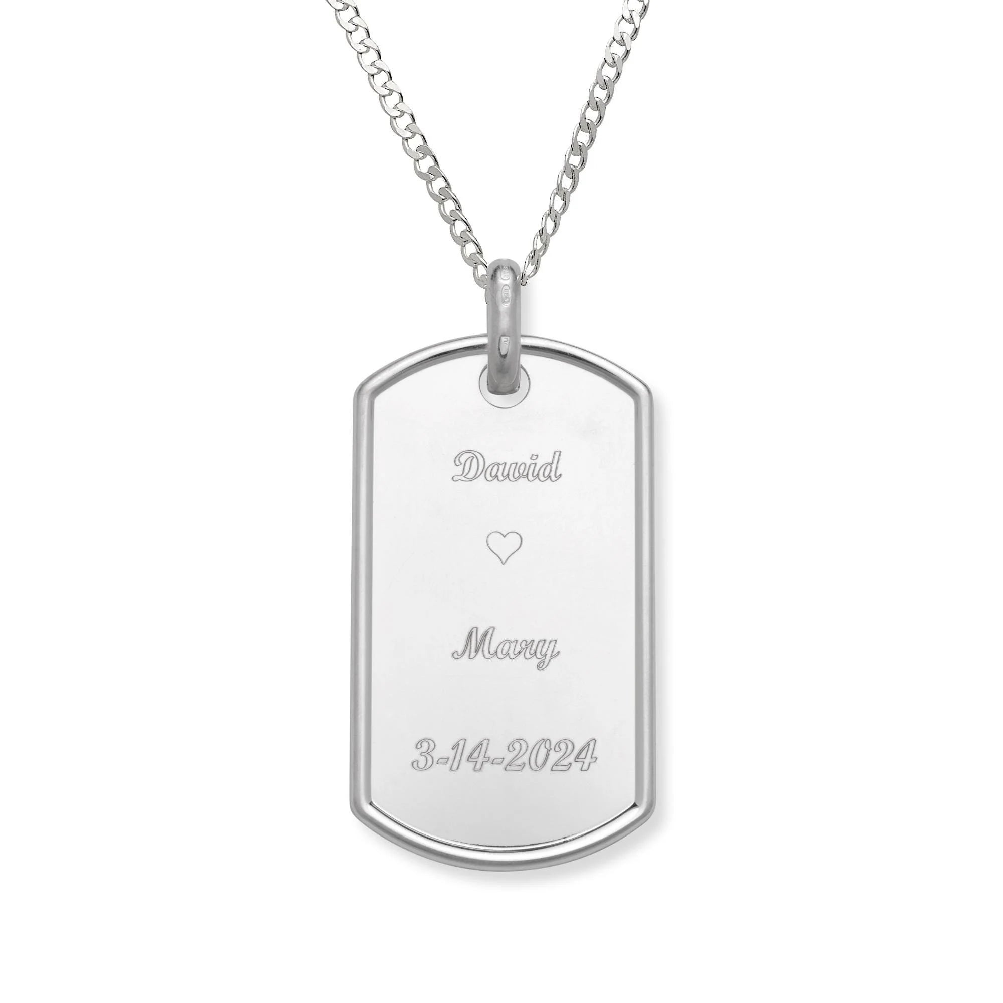 women's vintage necklaces-Dog Tag .925 Sterling Silver Customized Pendant Necklace, Large size