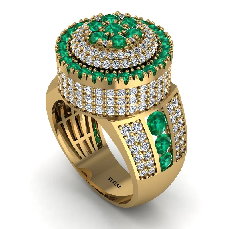 women's chic rings-Round Emerald Mens Luxury Ring - Chris No. 4