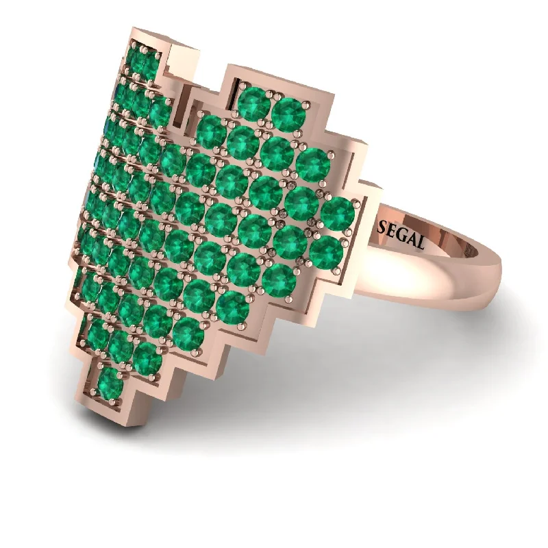 women's oversized rings-Full Heart Emerald Ring - Zara No. 5