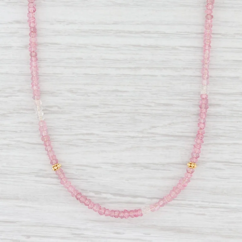 women's sleek and modern necklaces-New Nina Nguyen Long Harmony Necklace Pink Topaz Bead Gold Vermeil Sterling