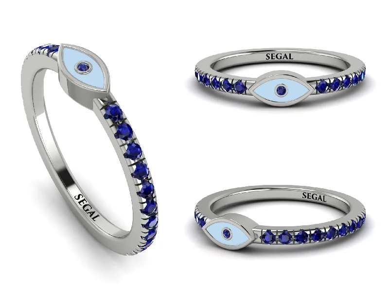 women's sapphire rings-Elegant Enamel Evil Eye Sapphire Ring - Evil Eye No. 15