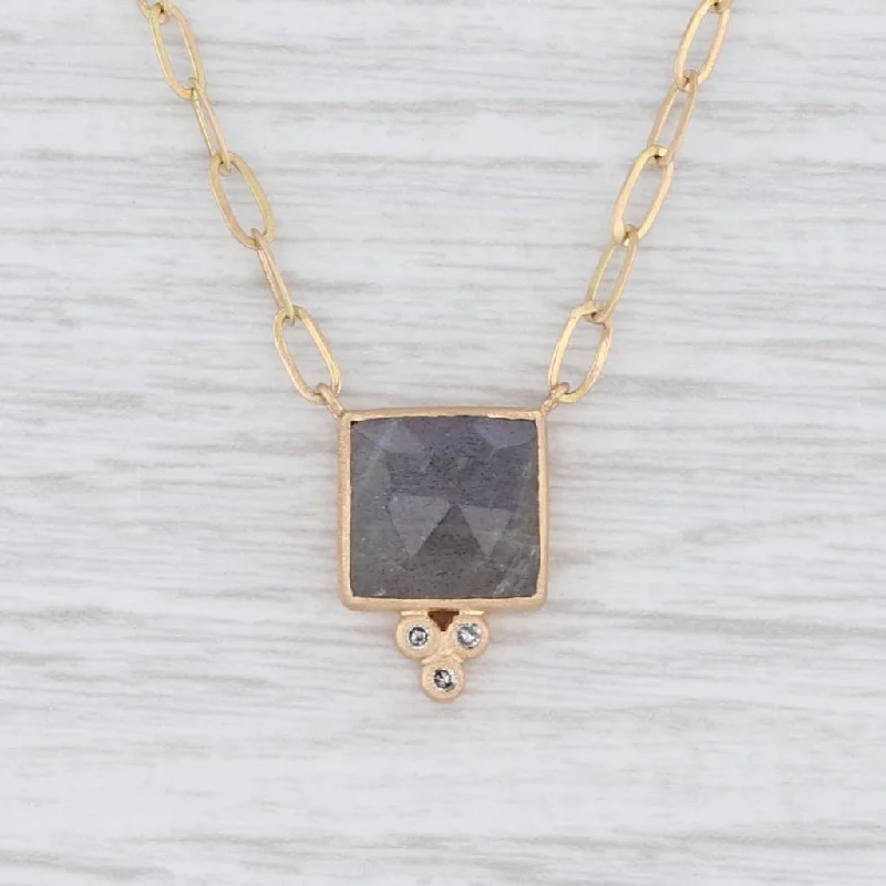 women's platinum necklaces-New Nina Nguyen Ariana Pendant Necklace Druzy Quartz Diamond 18k Gold 17.5"