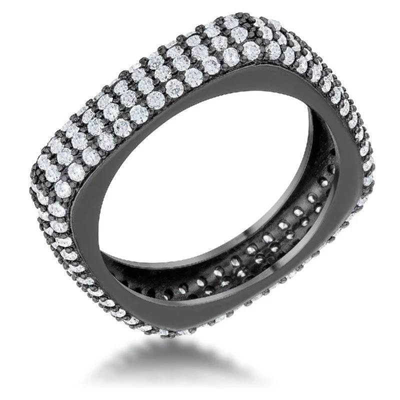 women's delicate charm rings-Jana Hematite Contemporary Square Ring | 4ct | Hematite