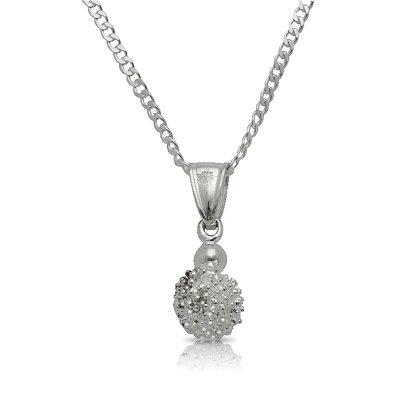 women's charm necklaces-Small Sugar Apple .925 Sterling Silver Pendant Necklace, Disco Ball Necklace