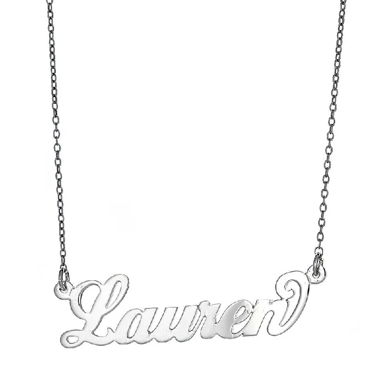 women's unique necklaces-Better Jewelry Personalized .925 Sterling Silver "Carrie" Script Name Plate Necklace, 3 grams (Made in USA)