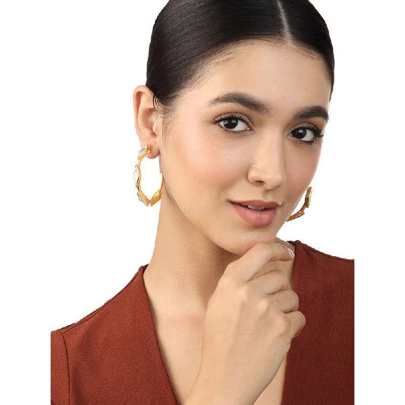 women's shell earrings-Isharya Lumen Mirror Hoop Earrings In 18Kt Gold Plated