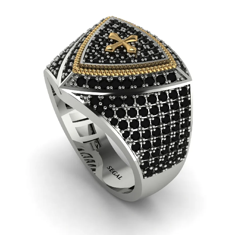 women's zodiac rings-Black Diamond Men Signet Ring - Roger No. 21