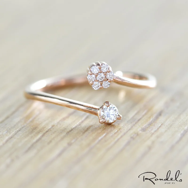 women's birthstone rings-14K Rose Gold Split Diamond Midi Ring