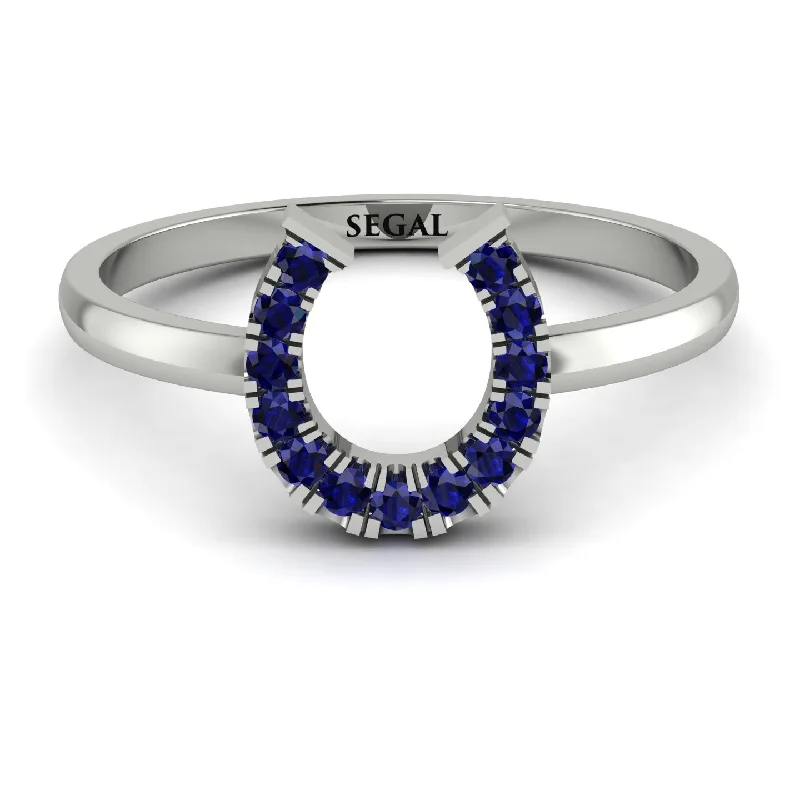 women's platinum rings-Horseshoe Sapphire Ring - Malia No. 15