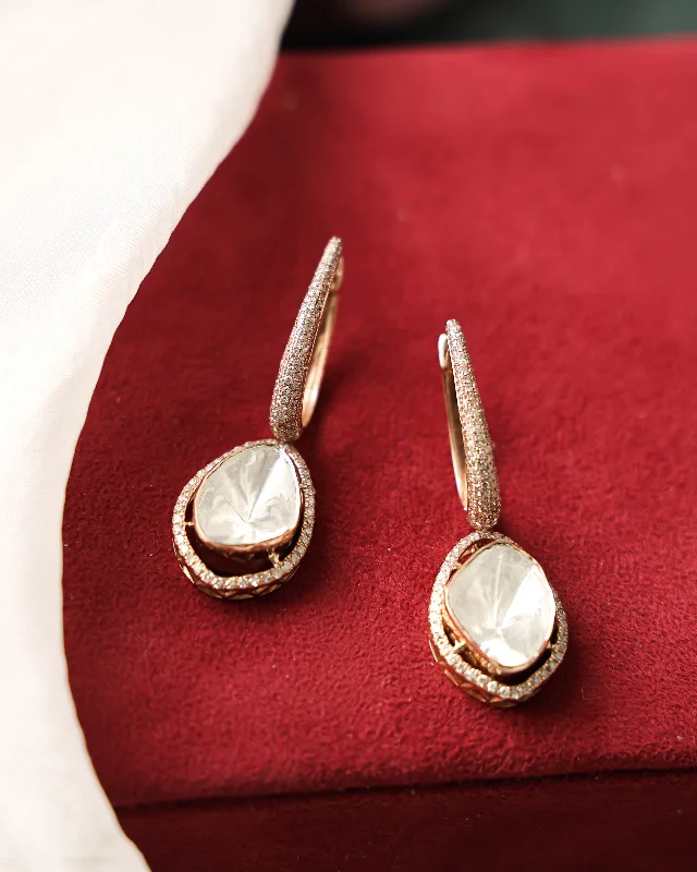 women's infinity earrings-Zeenal Polki And Diamond Long Earrings