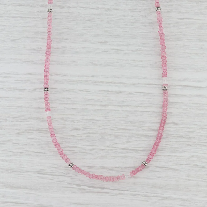 women's emerald necklaces-New Nina Nguyen Pink Topaz Bead Necklace Sterling Silver 15.5-18.5" Adjustable