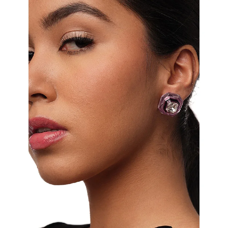 women's luxury earrings-Isharya Bisou Infinity Cut Pink Crystal Studs In Colored Plating