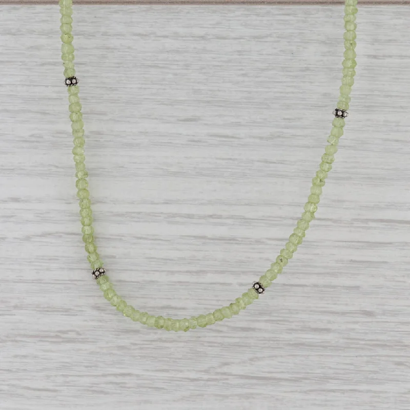 women's baroque pearl necklaces-New Nina Nguyen Peridot Bead Necklace Sterling Silver 15.5-18.5" Strand