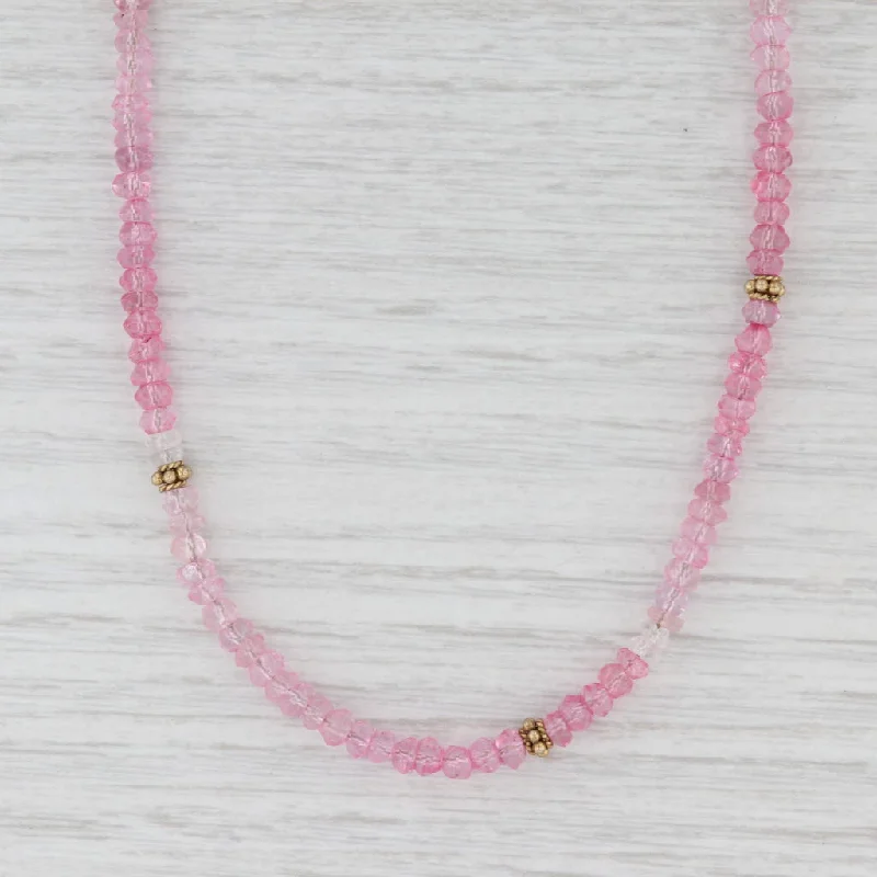 women's bold statement necklaces-New Nina Nguyen Pink Crystal Bead Necklace Sterling Gold Vermeil 18" Adjustable