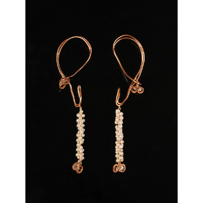 women's dangling pearl earrings-Suhani Pittie Lunar Dew Gold Plated Pearl Ear Cuffs